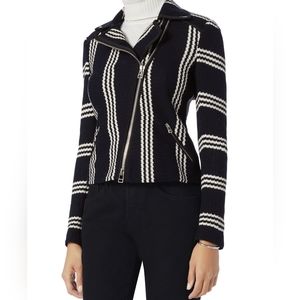 VERONICA BEARD Bailey Striped Moto Jacket size L excellent condition